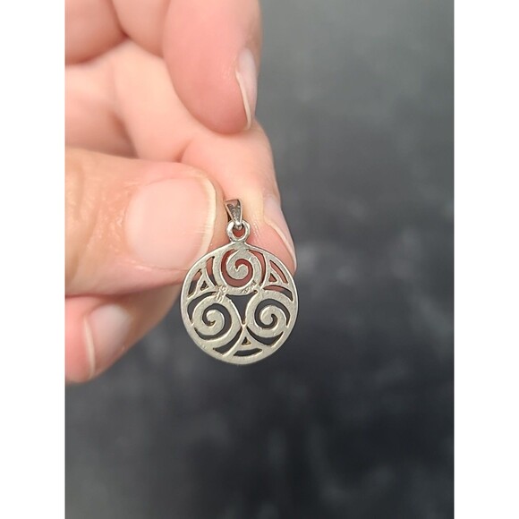Peter Stone 925 Celtic Triple Spiral Pendant Vintage - Picture 3 of 10